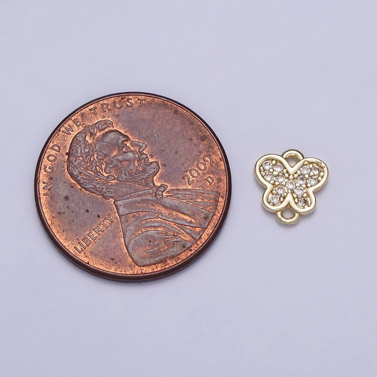 14K Gold Filled Mini 7mm Butterfly Mariposa Micro Paved Connector | Y-881