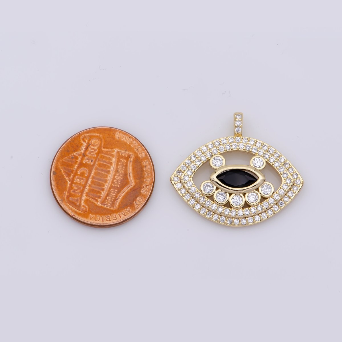 14K Gold Filled Mini Evil Eye Cz Pave Pendant, Gold Unique Pave Evil Eye Charm for earring necklace bracelet supply J-931