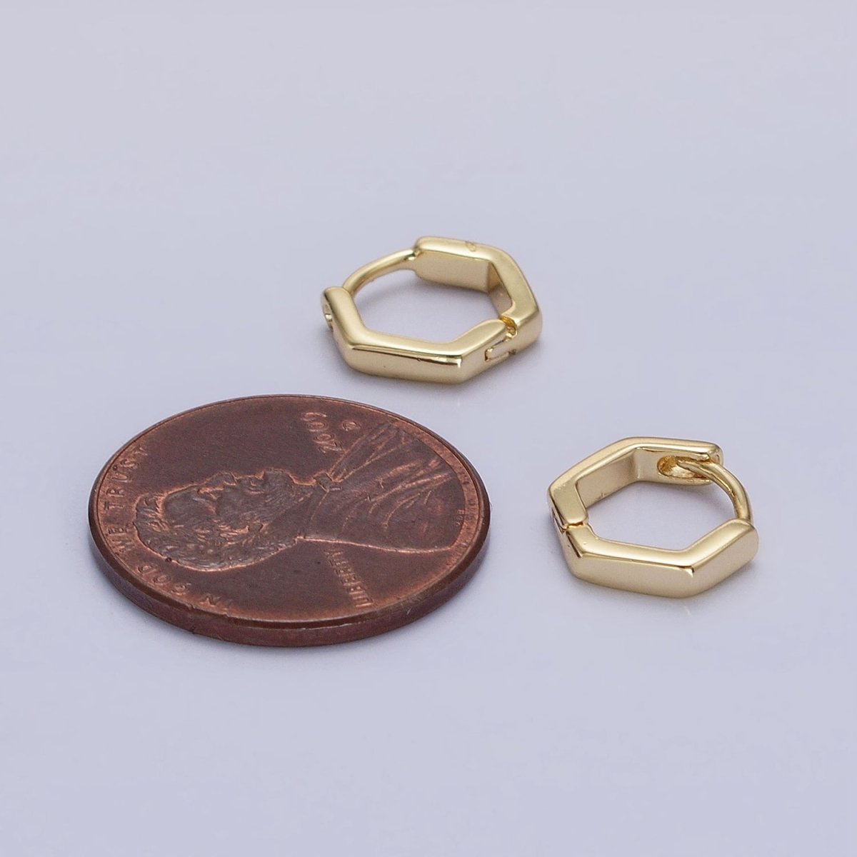 14K Gold Filled Mini Hexagonal 10mm Cartilage Earring Huggie | AB1527
