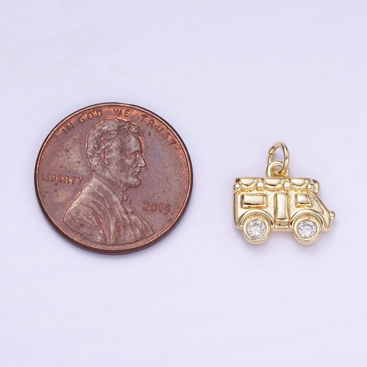 14K Gold Filled Mini Vehicle Caravan Car Charm in Gold & Silver | W549