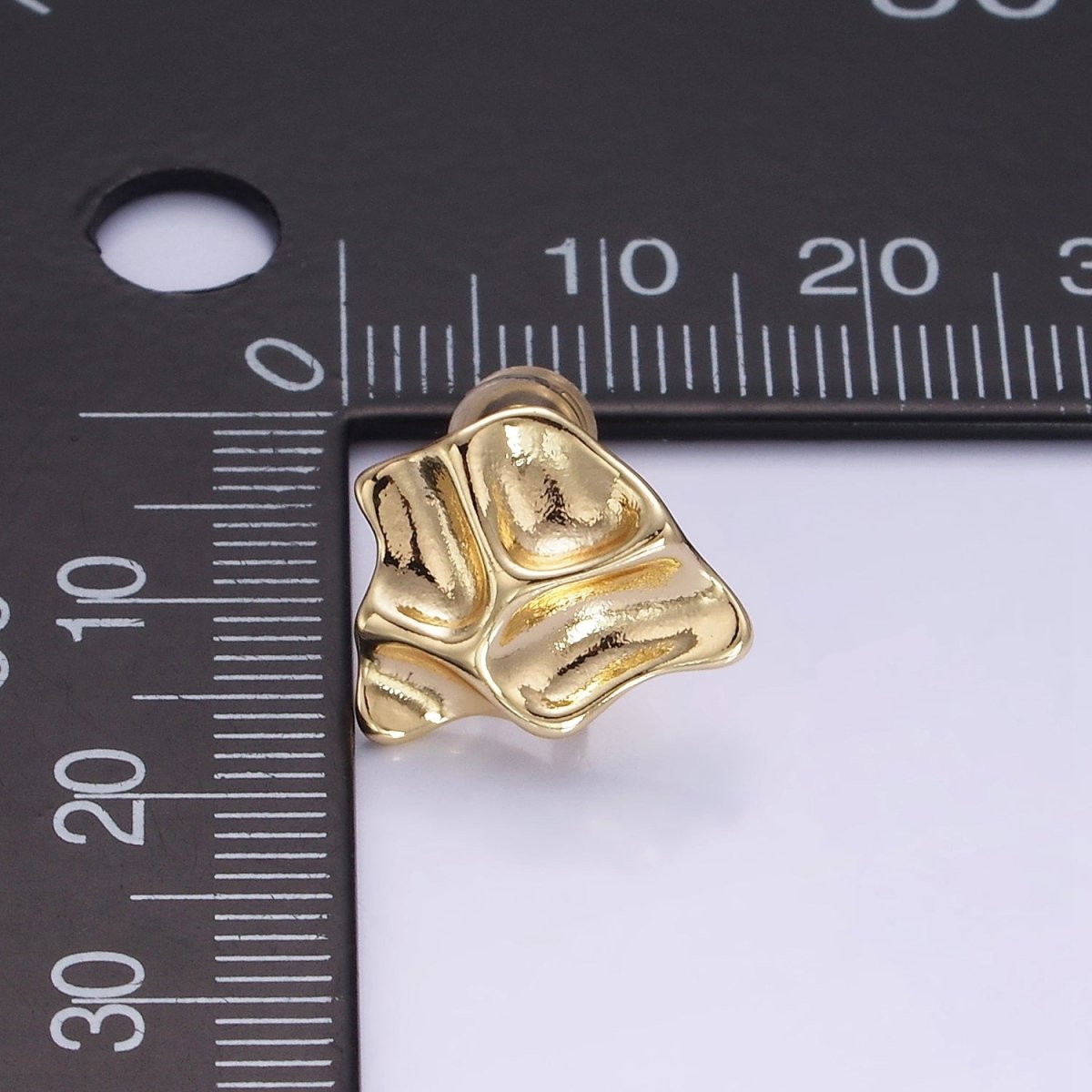 14K Gold Filled Molten Foil Open Loop Drop Stud Earrings Findings | Z709