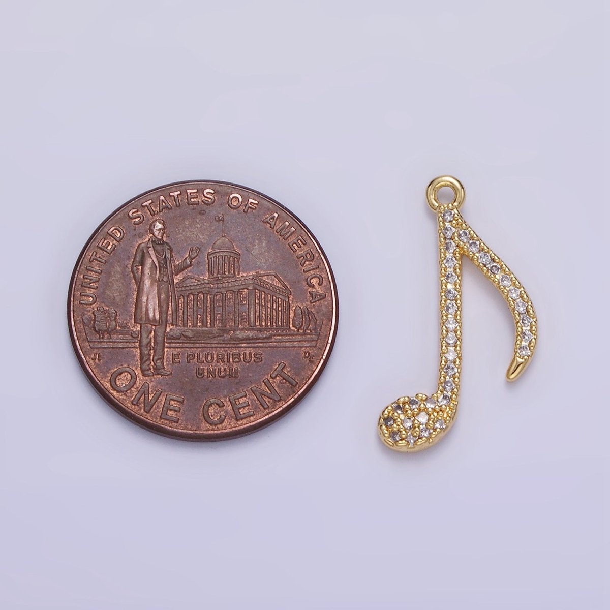 14K Gold Filled Music Eight Note Micro Paved CZ Charm | AG704