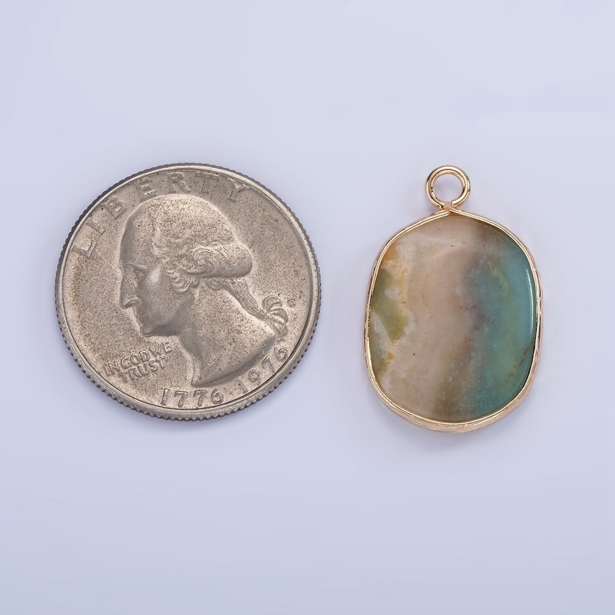 14K Gold Filled Natural Gemstone Multifaceted Oval Bezel Charm | N1673 - N1677 N1699
