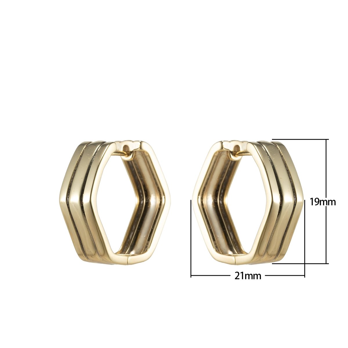 14K Gold Filled Octagon Huggie Earring Hoop Earring Modern Geometric Earring Minimalist Earring P-187