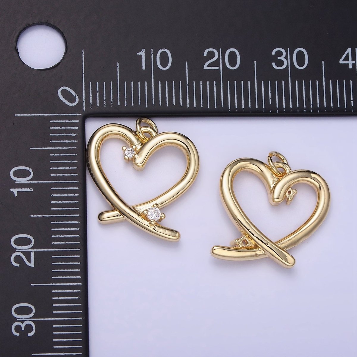 14K Gold Filled Open Heart Charm with CZ | AG-672