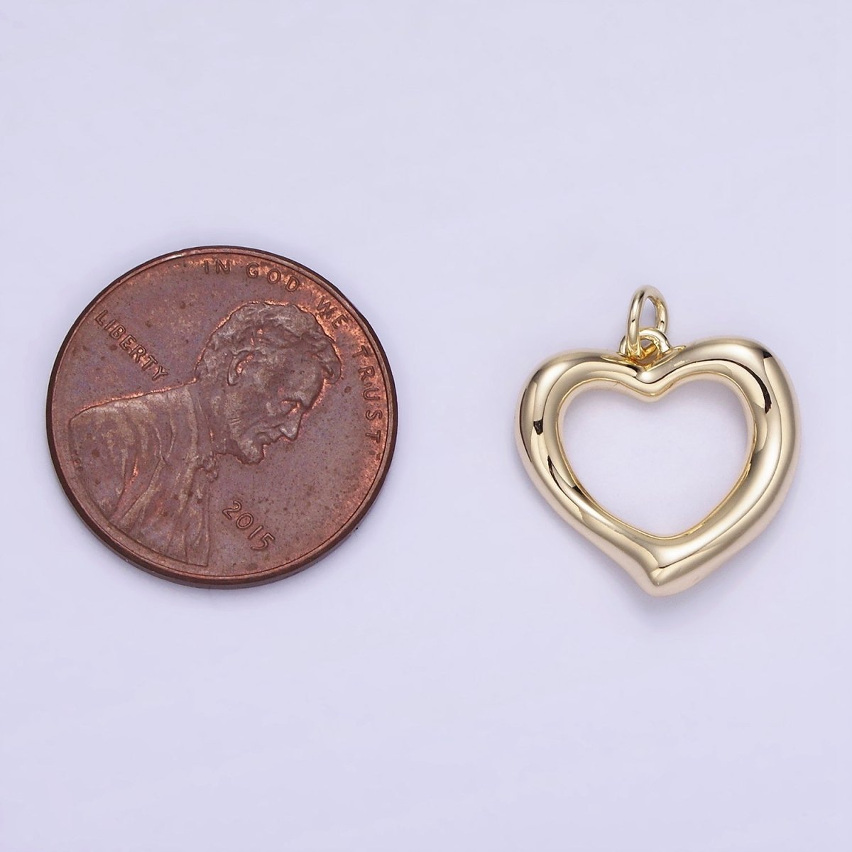 14K Gold Filled Open Heart Molten Band Minimalist Charm | AG726