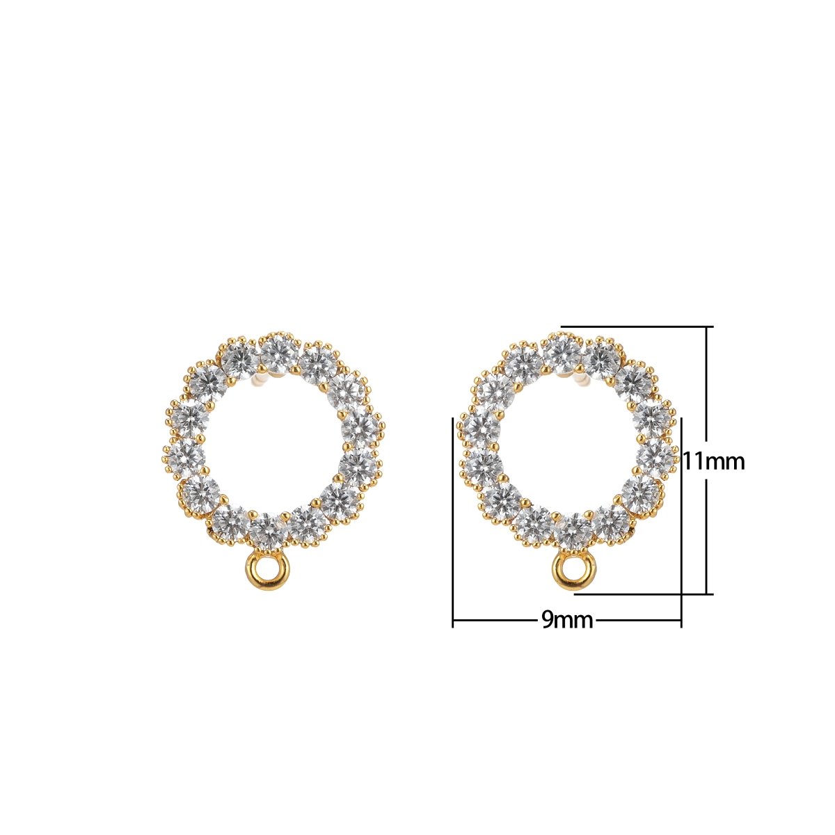14K Gold Filled Pave CZ Stud Earring with Open Link for Earring Component supply L-324
