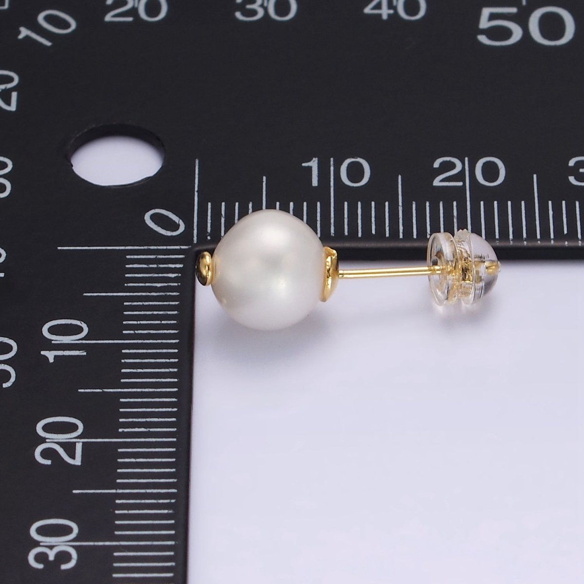 14K Gold Filled Pearl Button Minimalist Stud Earrings | AE907