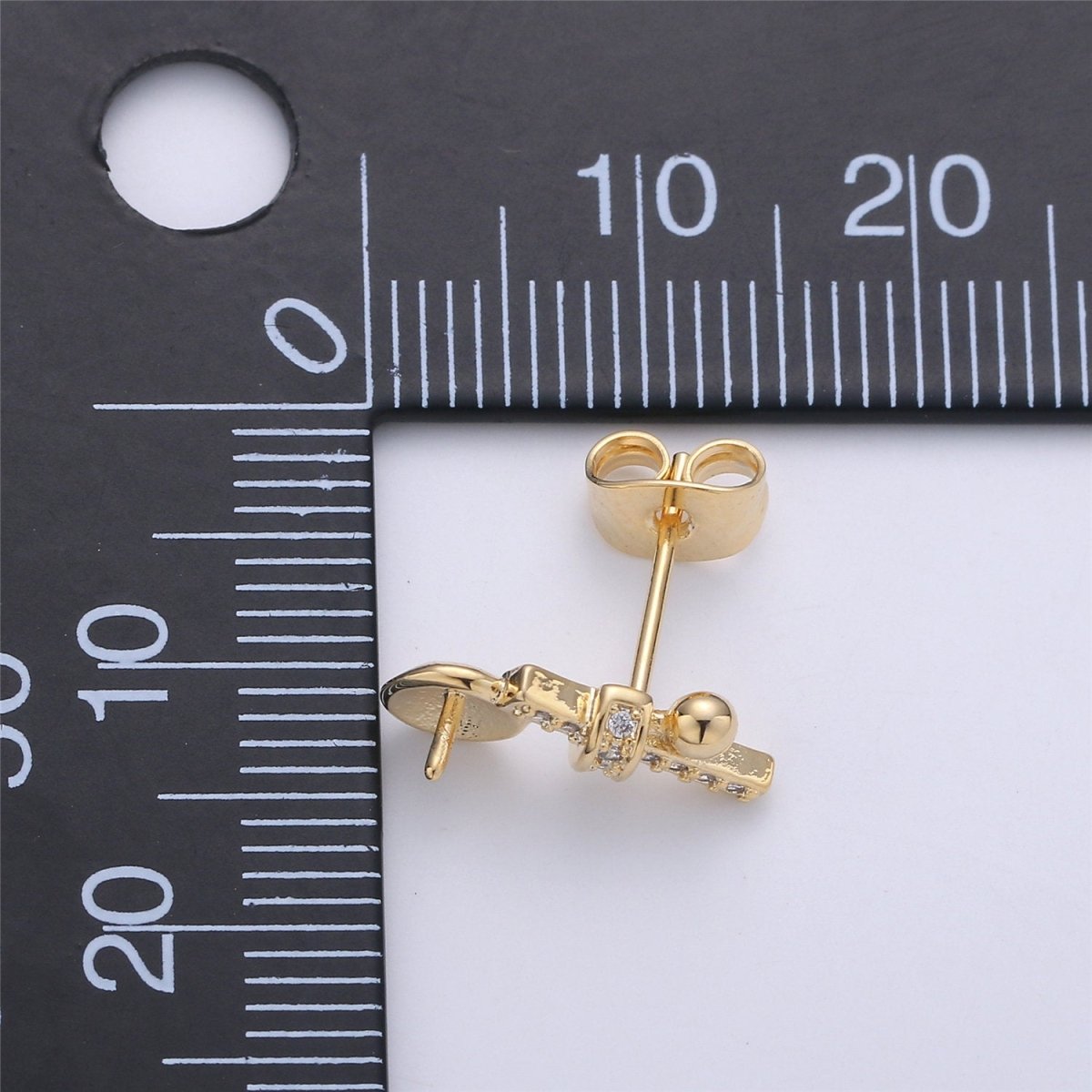 14K Gold Filled Pearl Post Earring Mountings with open ring Earring Backs Included, Earring components K-413