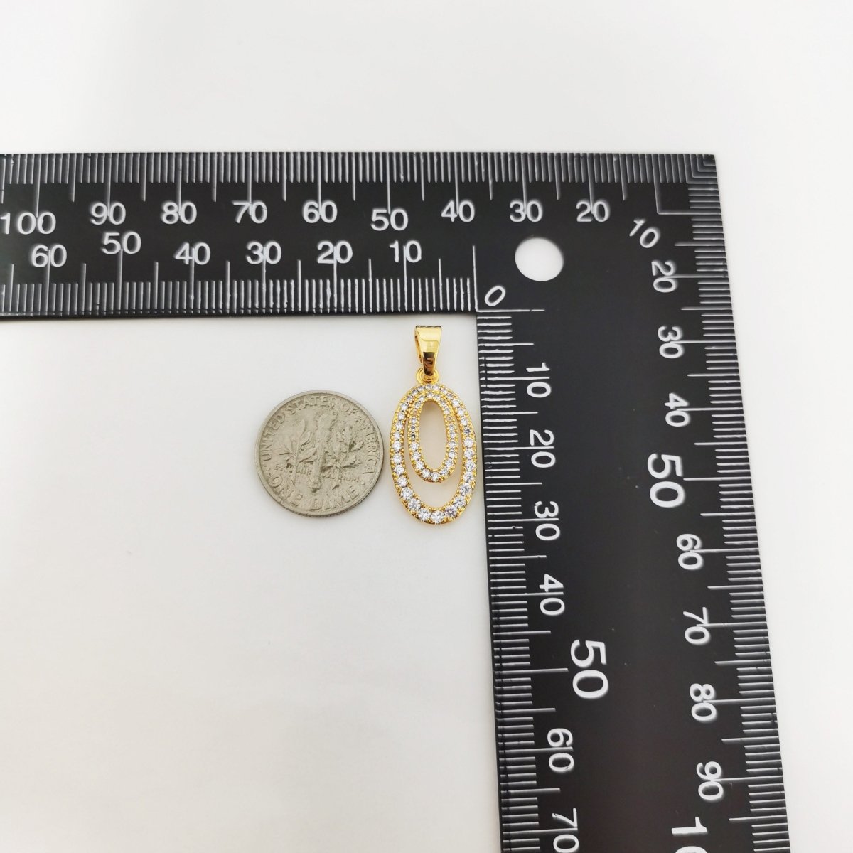14k Gold Filled Pendant Micro Paved Oval charm, Cubic Zirconia Jewels, Cubic Drop Necklace Charm, Stylish Charm I-767