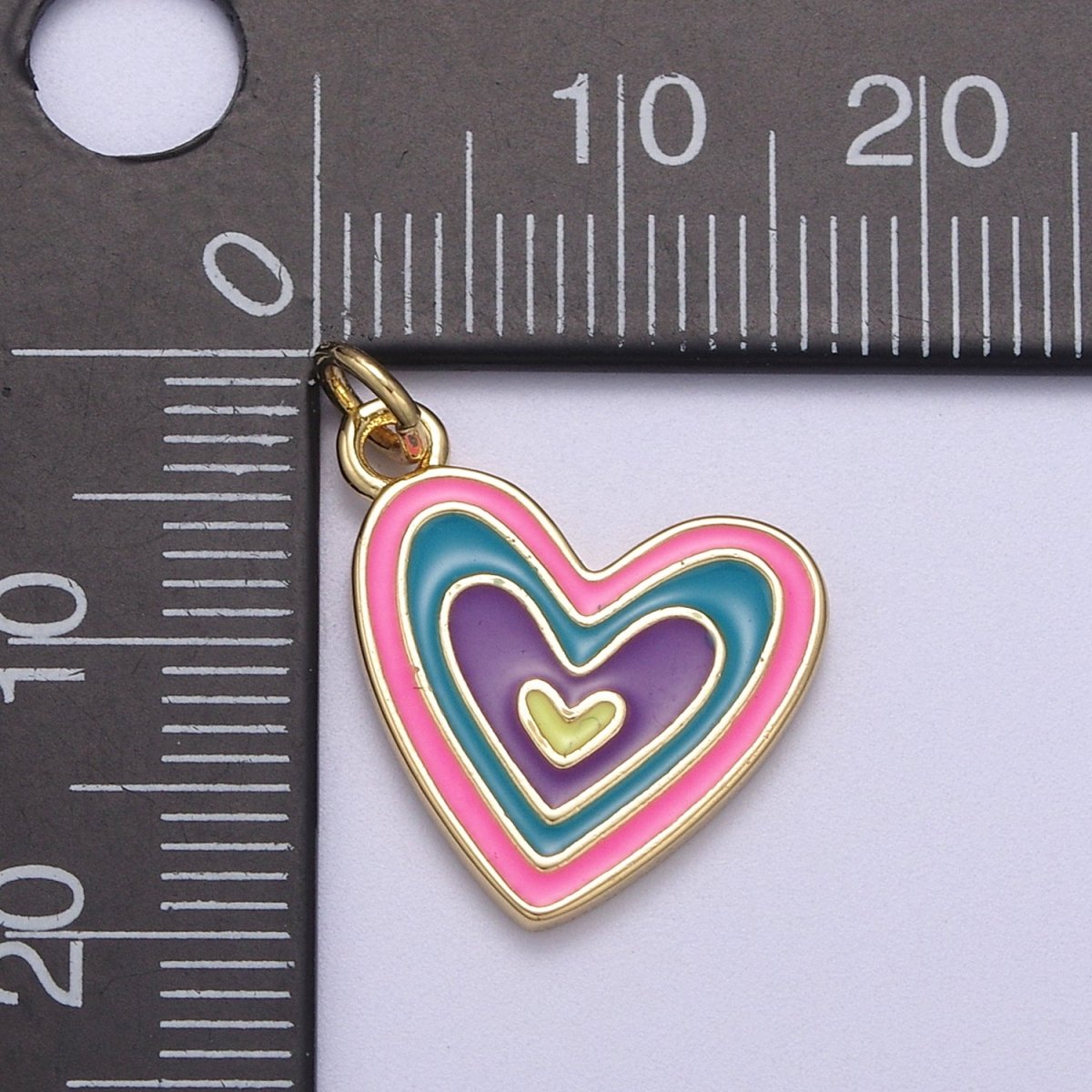 14k Gold Filled Pink Enamel Layer Heart Charm Add on Pendant Colorful Love Jewelry for Valentine Day N-304 N-305
