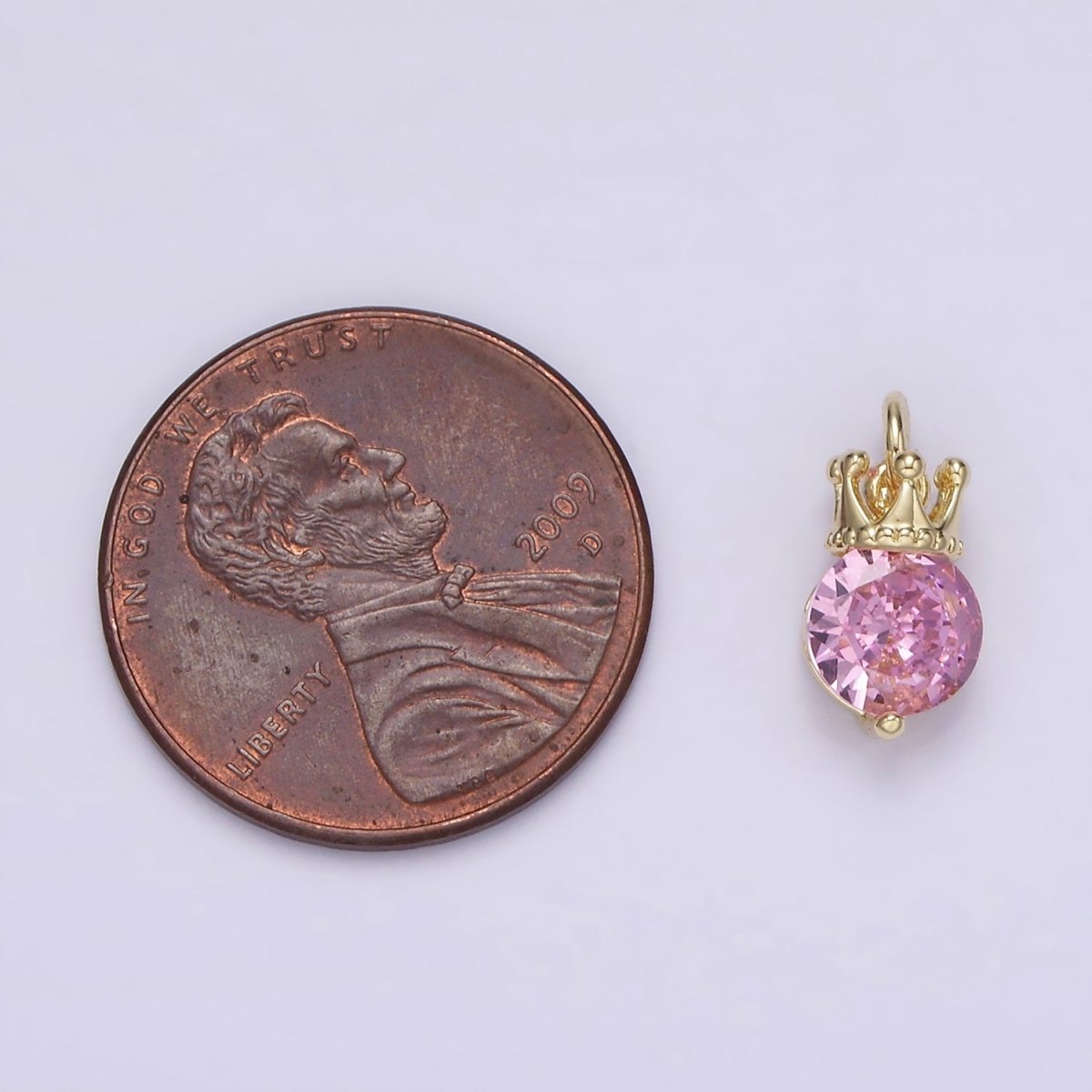 14K Gold Filled Pink, Purple, Clear Round CZ Crown Add-On Charm | AG238 - AG240
