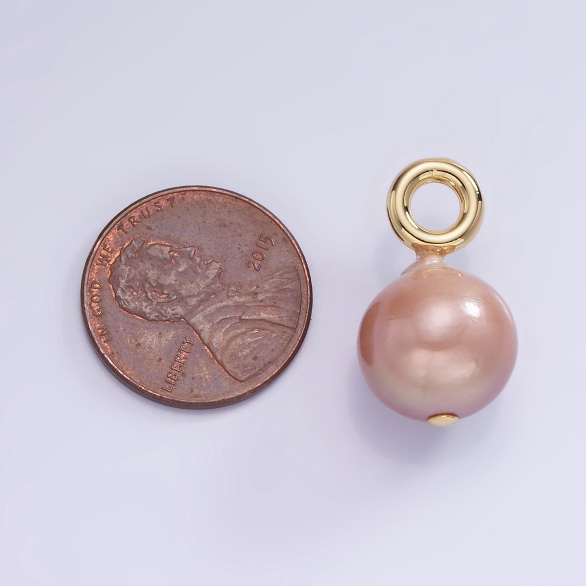 14K Gold Filled Purple Freshwater Pearl Button Drop Pendant | P1704