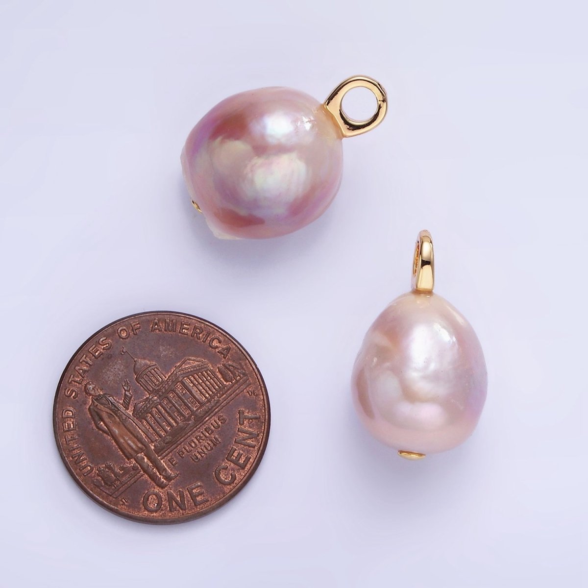 14K Gold Filled Purple Freshwater Pearl Oval Drop Pendant | P1686