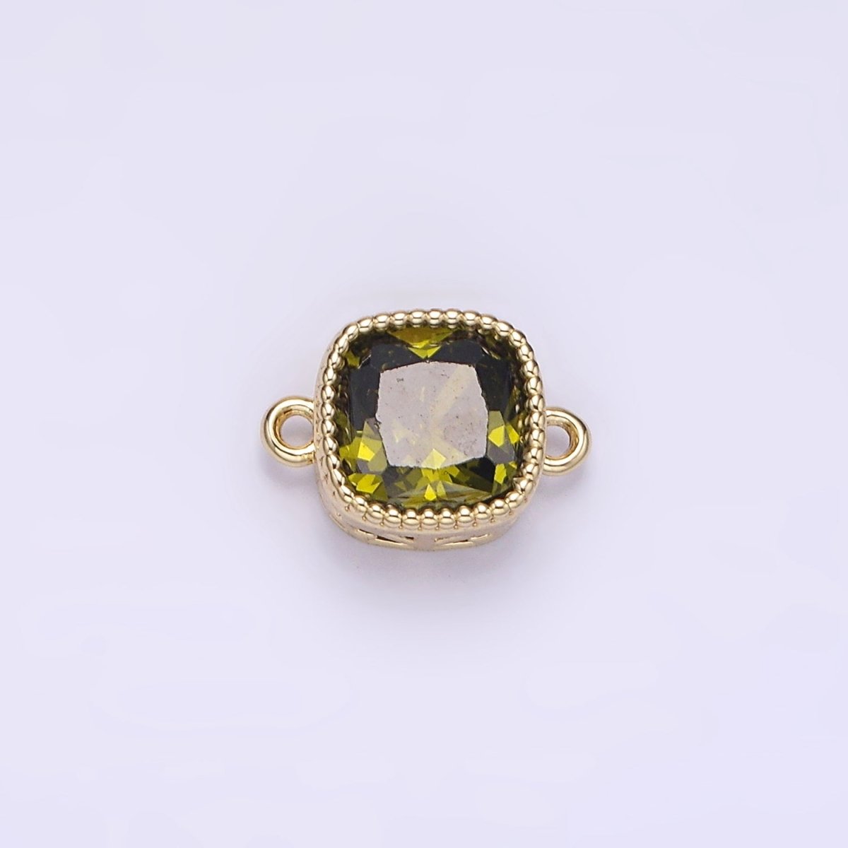 14K Gold Filled Purple, Red, Pink, Clear, Peach, Green CZ Square Filigree Connector in Gold & Silver | G-065 - G-074