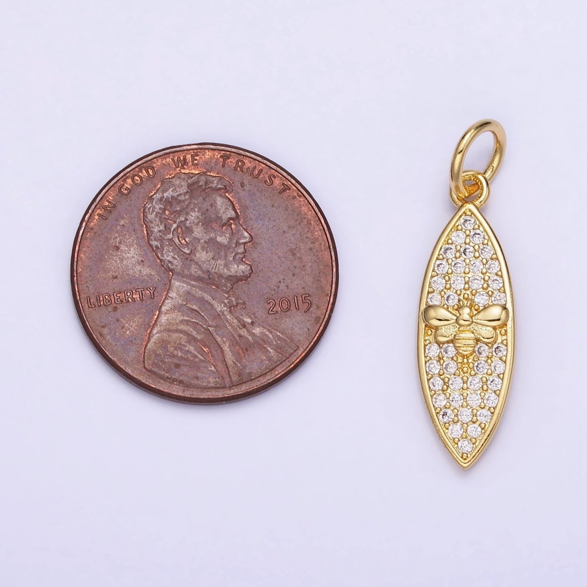 14K Gold Filled Queen Bumble Been Micro Paved CZ Sphere Charm in Gold & Silver | W494