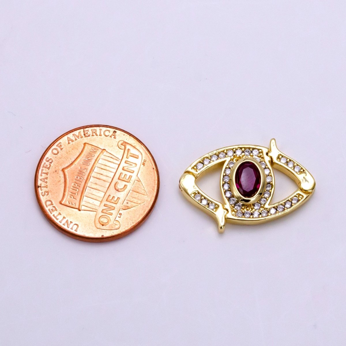 14K Gold Filled Red CZ Micro Paved Interlock Evil Eye Findings | Z734
