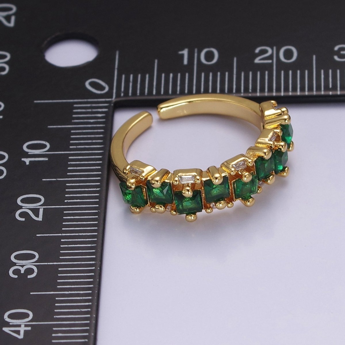 14K Gold Filled Ring Square Stone Dainty Marquise Minimalist CZ Gold Ring Open Adjustable Colorful Jewelry O-2083 ~O-2088