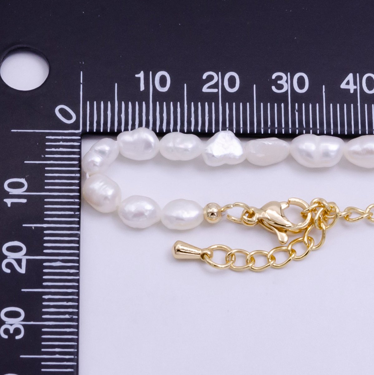 14K Gold Filled Ringed Freshwater Pearl 17 Inch Layering Necklace w. Extender | WA-244