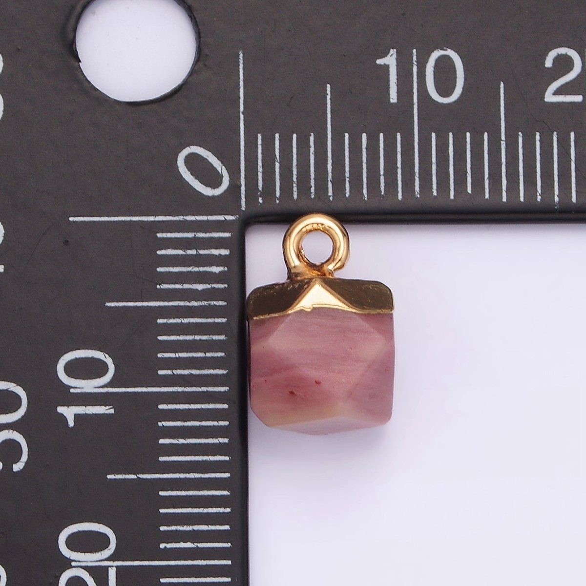 14K Gold Filled Rose Quartz, Onyx, Blue Lace Agate, Rhodonite, Amethyst Multifaceted Round Charm | N1713 - N1717