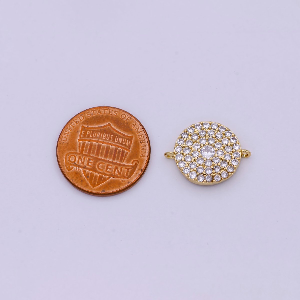 14K Gold Filled Round Shape Charm Connector CZ Micro Pave, Disc Connector, Pave Connector, Connector Charms, Cubic Zirconia F-686