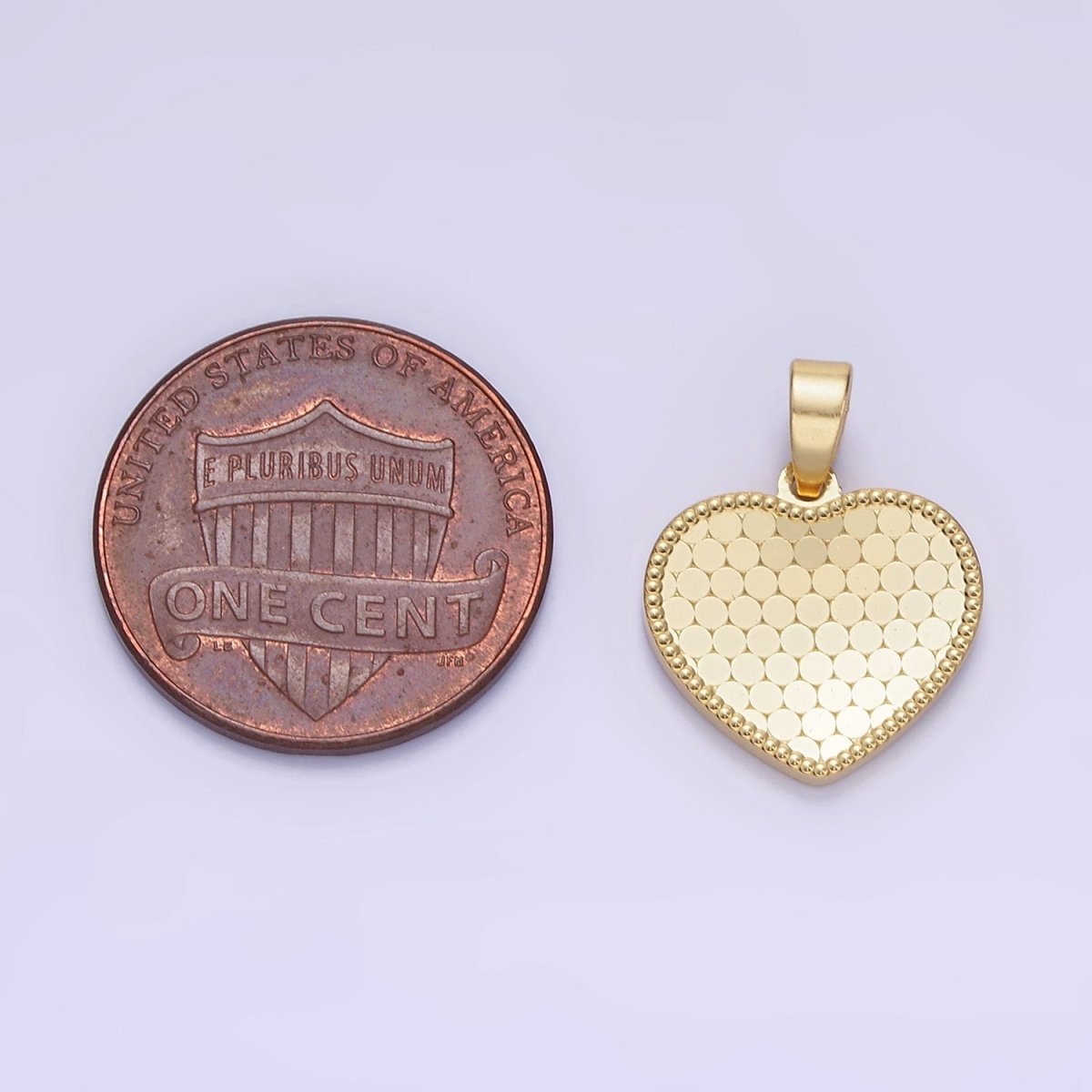 14K Gold Filled Round Textured Minimalist Heart Pendant in Gold & Silver | AA1265