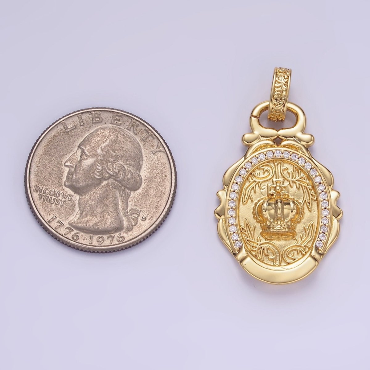 14K Gold Filled Royal Crown Micro Paved CZ Artisan Rhondelle Bail | AA1245