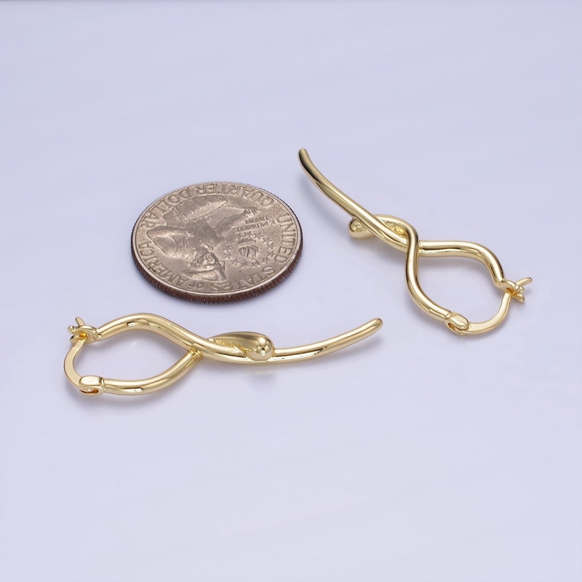 14K Gold Filled Snake Minimalist Drop Latch Hoop Earrings | AE523