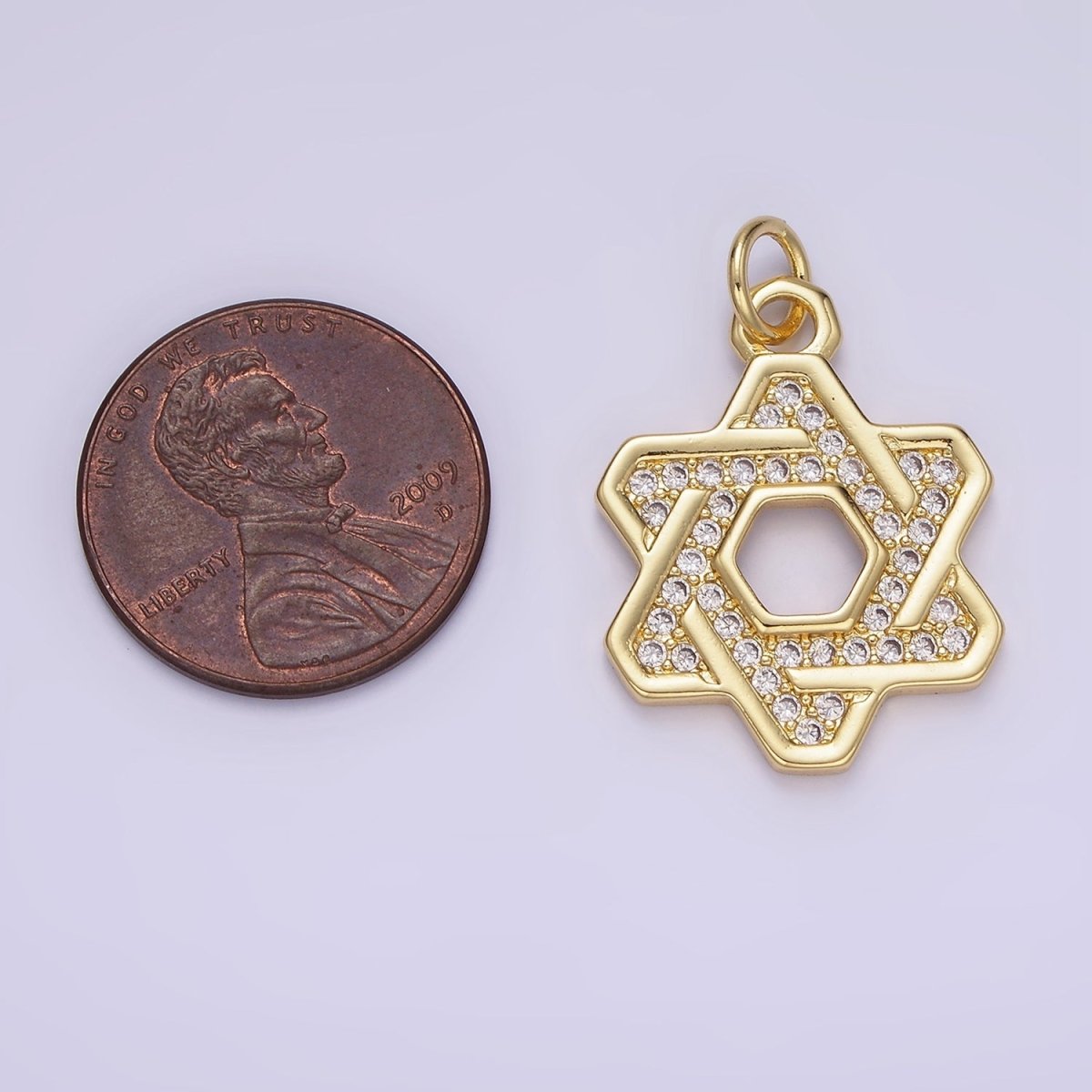 14K Gold Filled Star of David Micro Paved CZ Open Charm in Gold & Silver | AG648