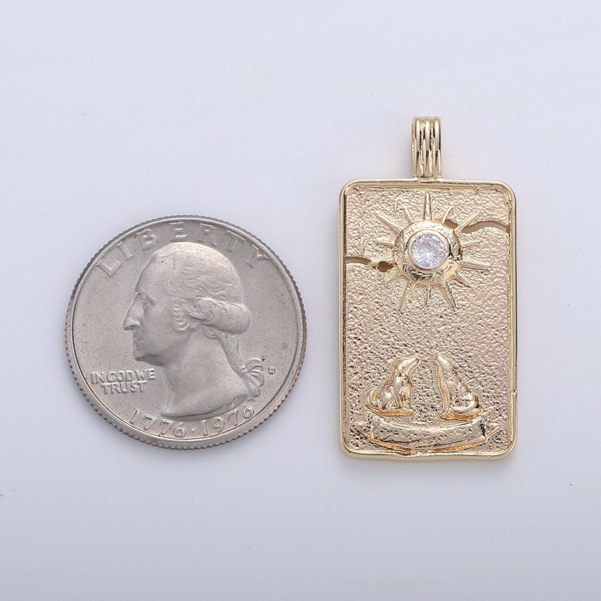 14K Gold Filled Tarot Card Charm - The Moon Pendant Amulet Jewelry for Necklace Component Supply I-863