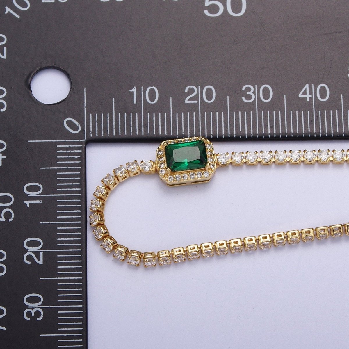 14k Gold Filled Tennis Necklace Chain with Color Emerald Cut Cz Stone for Layering Necklace | WA-1156 to WA-1159 Clearance Pricing
