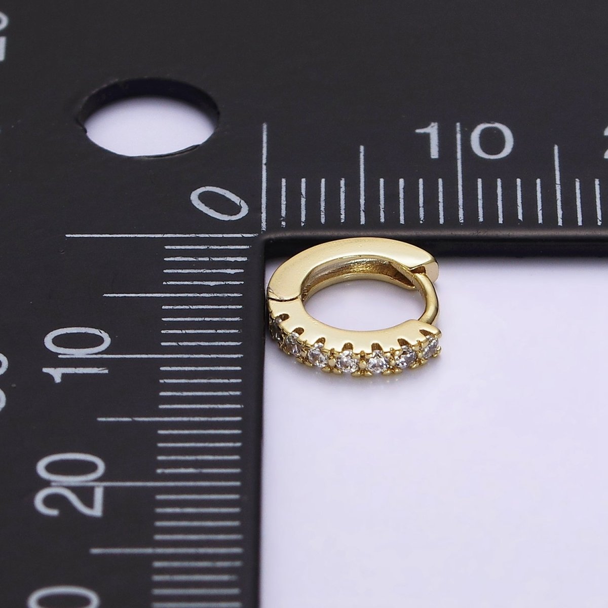 14K Gold Filled Thin Clear Micro Paved CZ 10mm Cartilage Huggie Earrings | AE806