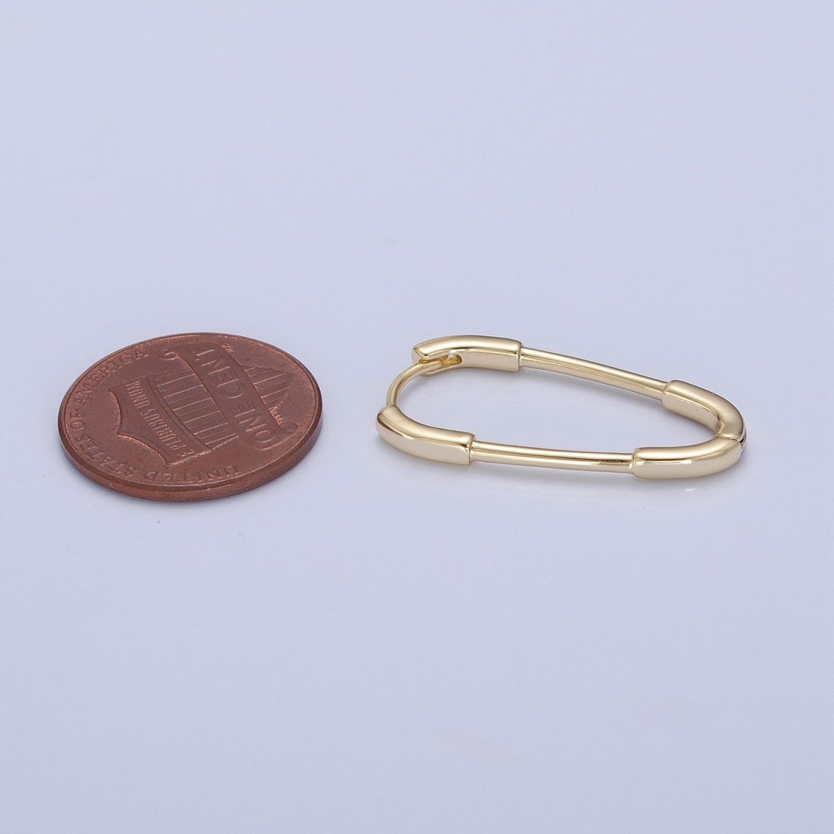 14K Gold Filled Triangle U Shaped Huggie Geometric Oblong Hoops Earrings | P-380
