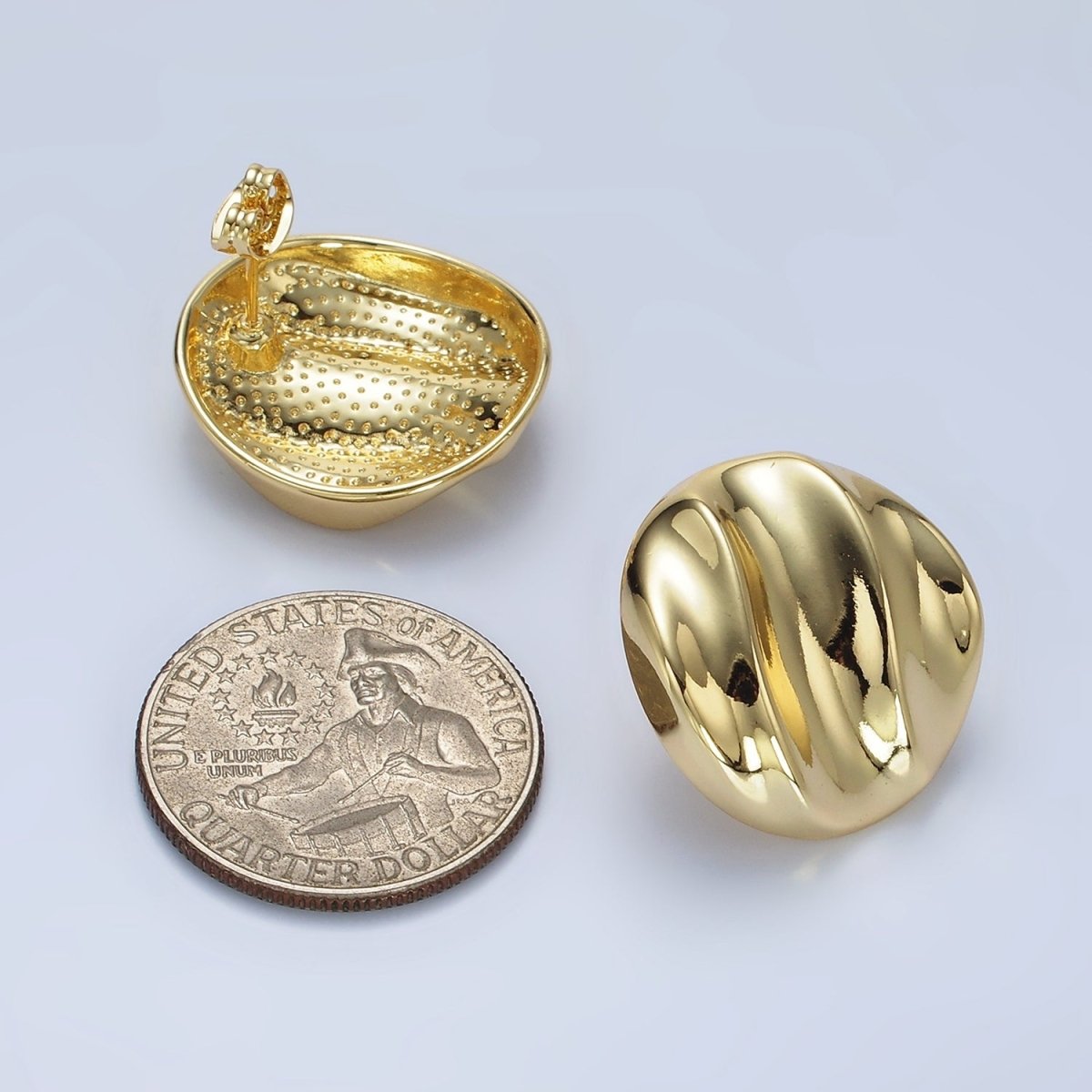 14K Gold Filled Triple Molten Abstract Round Stud Earrings in Gold & Silver | AE433 AE434