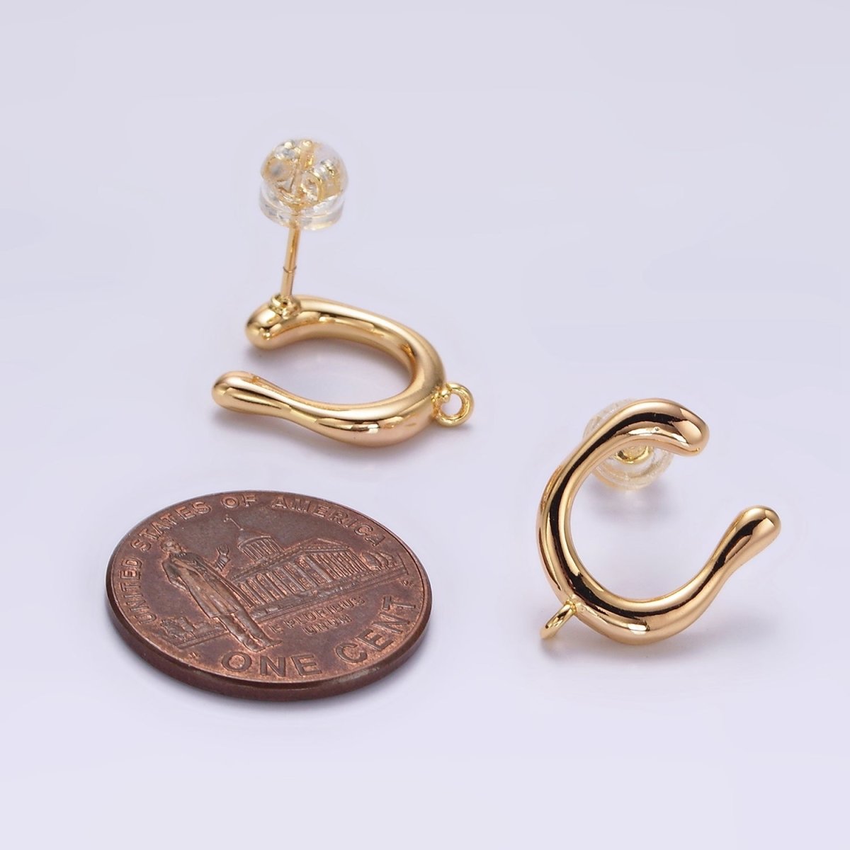 14K Gold Filled U-Shaped Molten Stud Earring Findings Supply | Z598