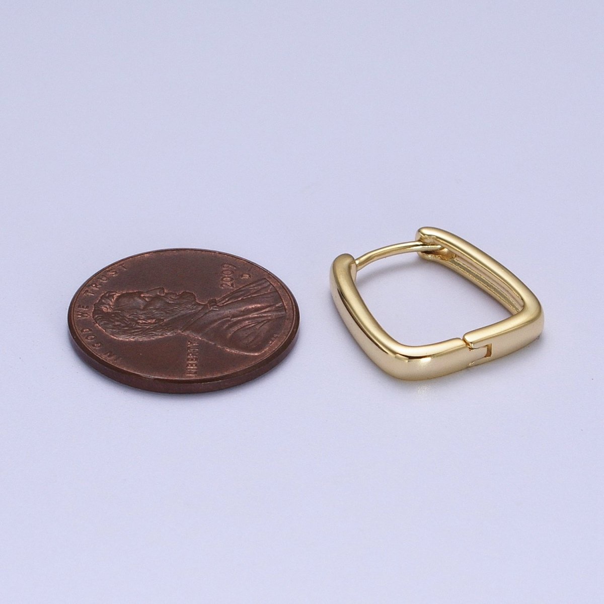 14K Gold Filled U-Shaped Rectangular Geometric Huggie Hoops Earring | V-020