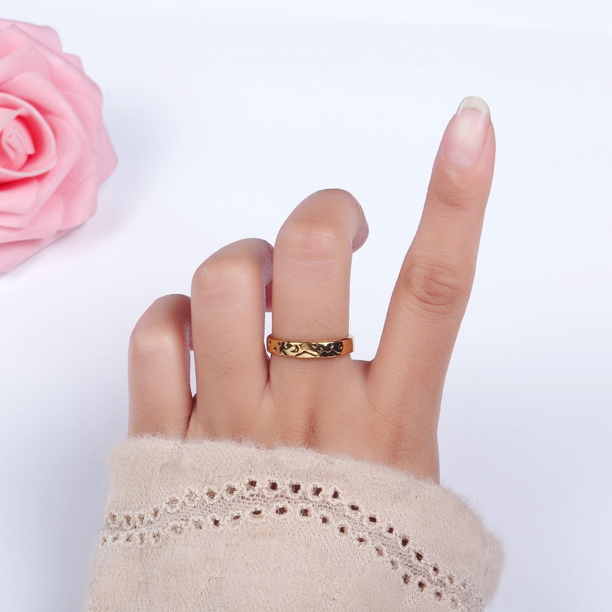 14K Gold Filled Valley River Starry Night Band Ring Set in Silver & Gold | O1068 O1069