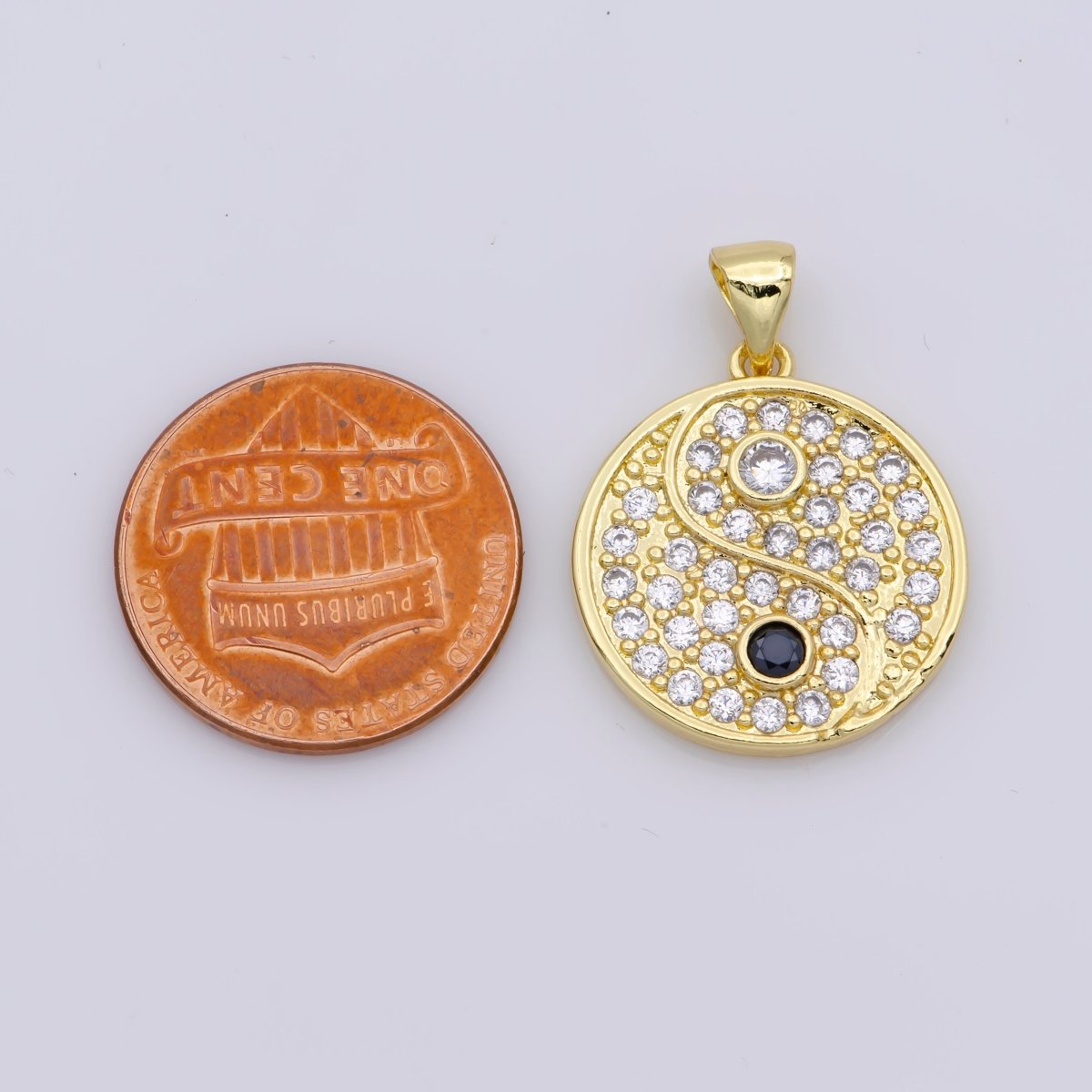 14K Gold Filled Yin Yang Dainty Pendant, Micro Pave YinYang Charm For necklace bracelet earring J-930