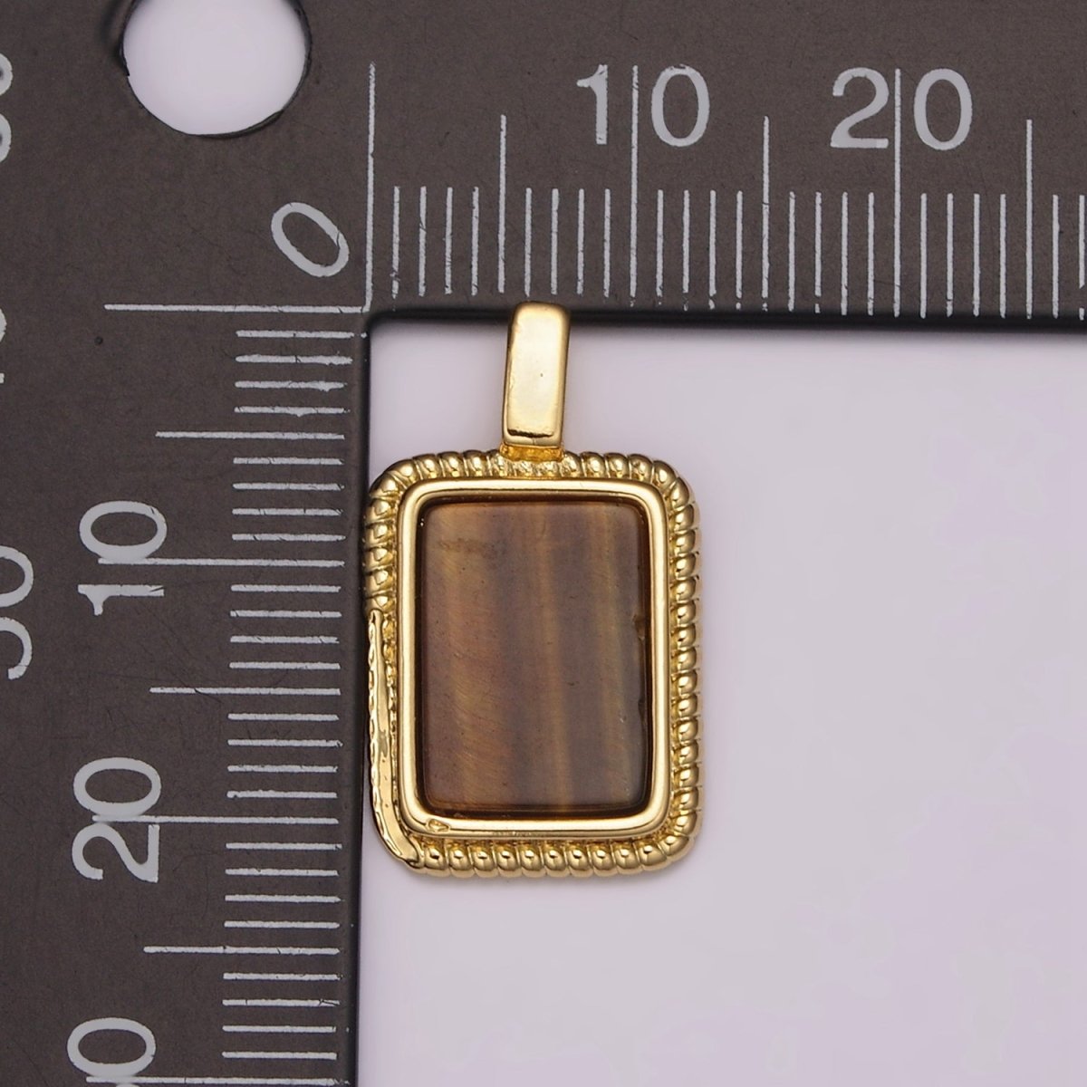 14K Yellow Gold Filled Square Gemstone Medallion Pendant Abalone, Tiger Eye, Carnelian, Black ,Green Agate for Vintage Classic Minimalist Jewelry N-473 - N-477