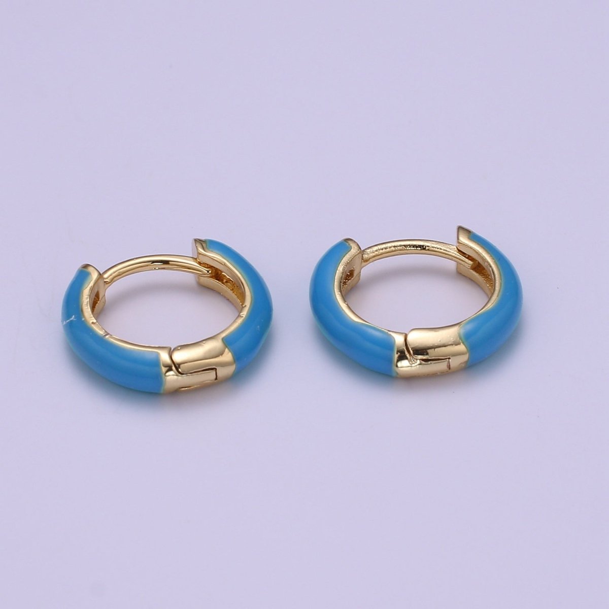 14mm Huggie Earring Colorful Neon Enamel Gold Multi Color Small Hoops Y2K Jewelry P-141-P-149