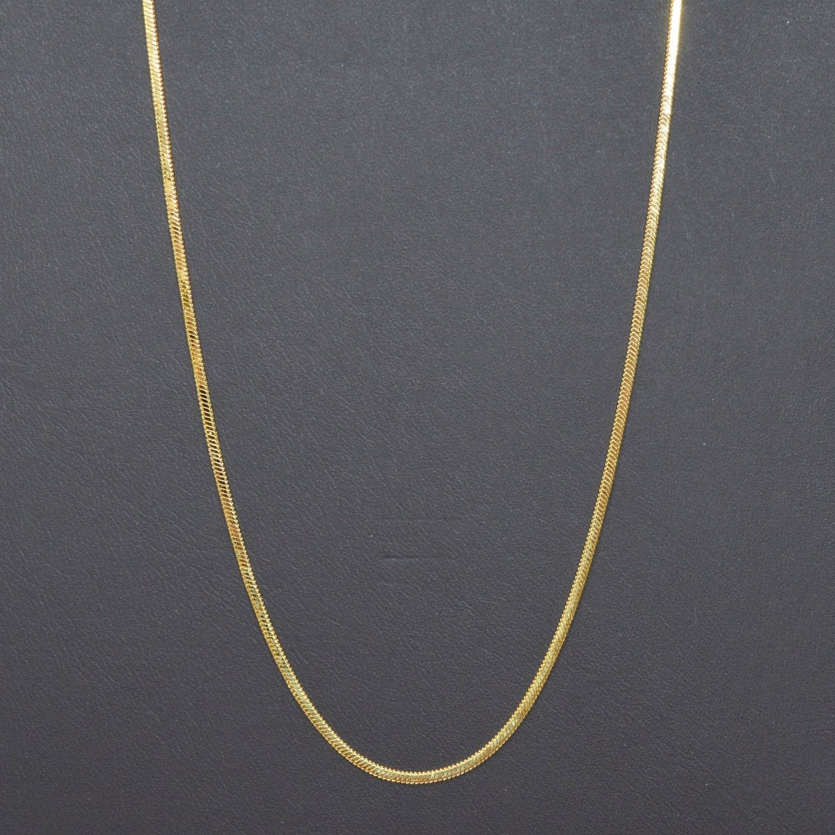 1.5mm Dainty Flat Herringbone Snake 17.5 Inch Layering Chain Necklace w. Lobster Clasps | WA-011 Clearance Pricing