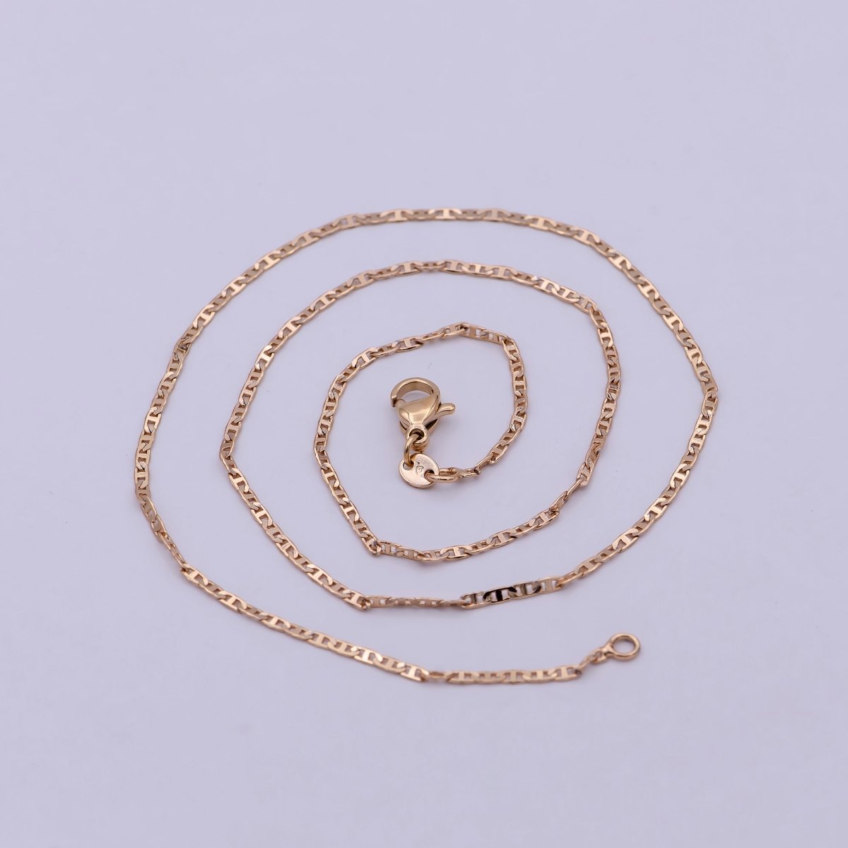 1.5mm Mariner Anchor Link Chain Necklace Rose Gold Filled Necklace 17.5 inch long | WA-544 Clearance Pricing