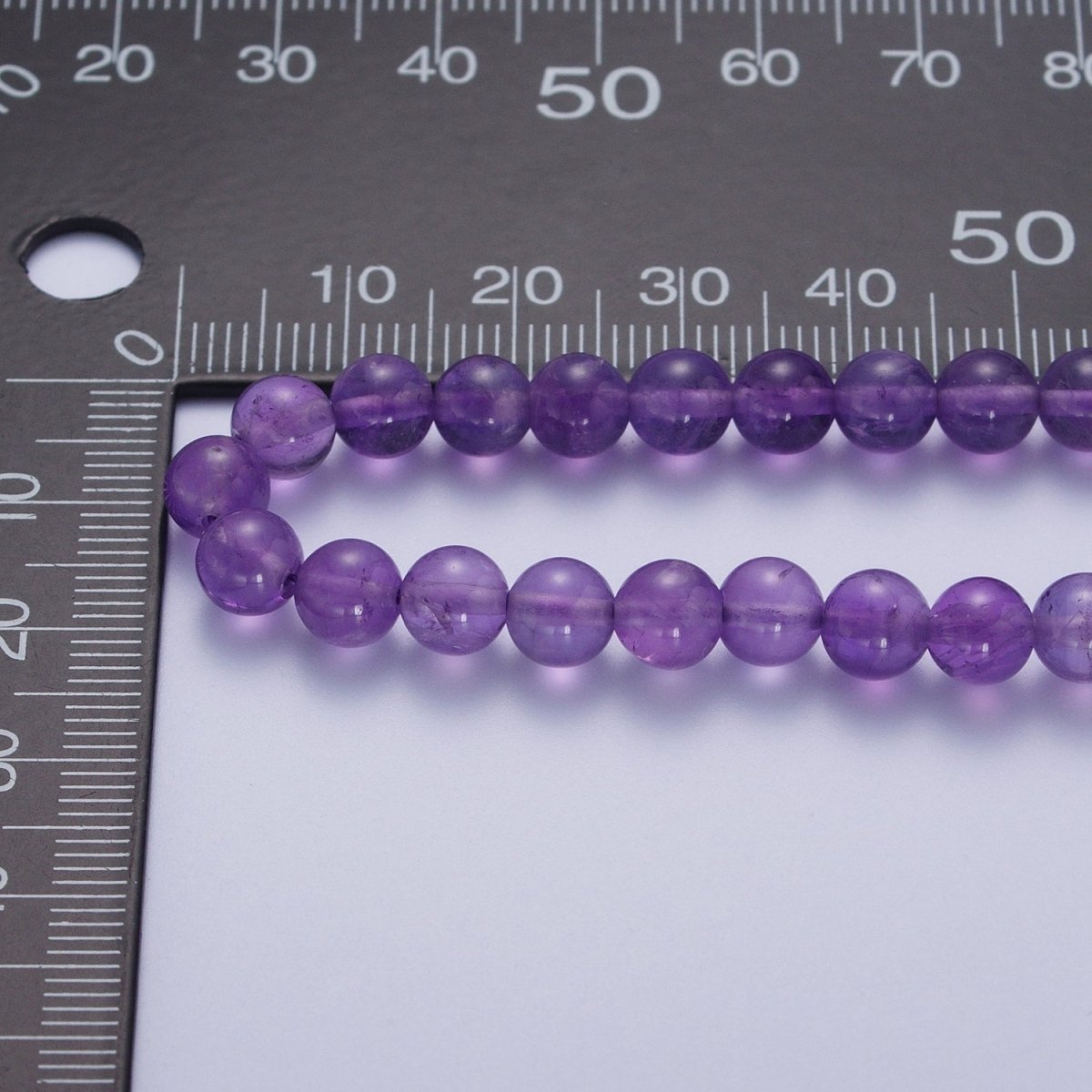 16 Inch Round Dark / Light Purple Amethyst 6.7mm Gemstone Choker Necklace | WA-1182 WA-1183 Clearance Pricing