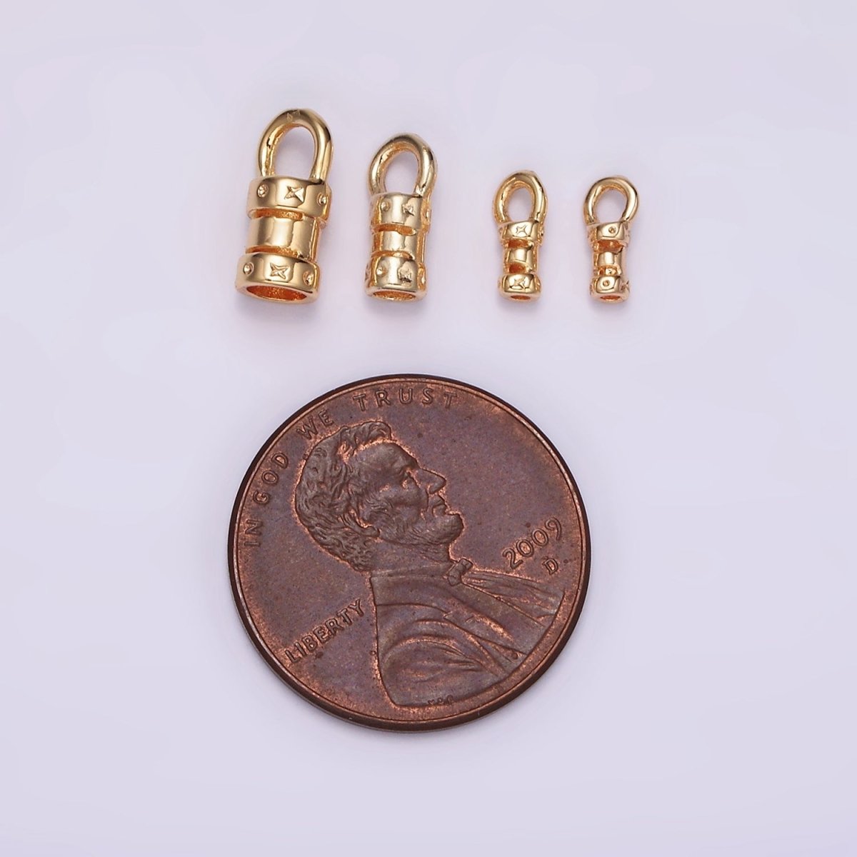 16K Gold Filled 10mm, 9mm, 6.6mm Dotted Dented Open Bail Jewelry Supply Findings | Z645 - Z647