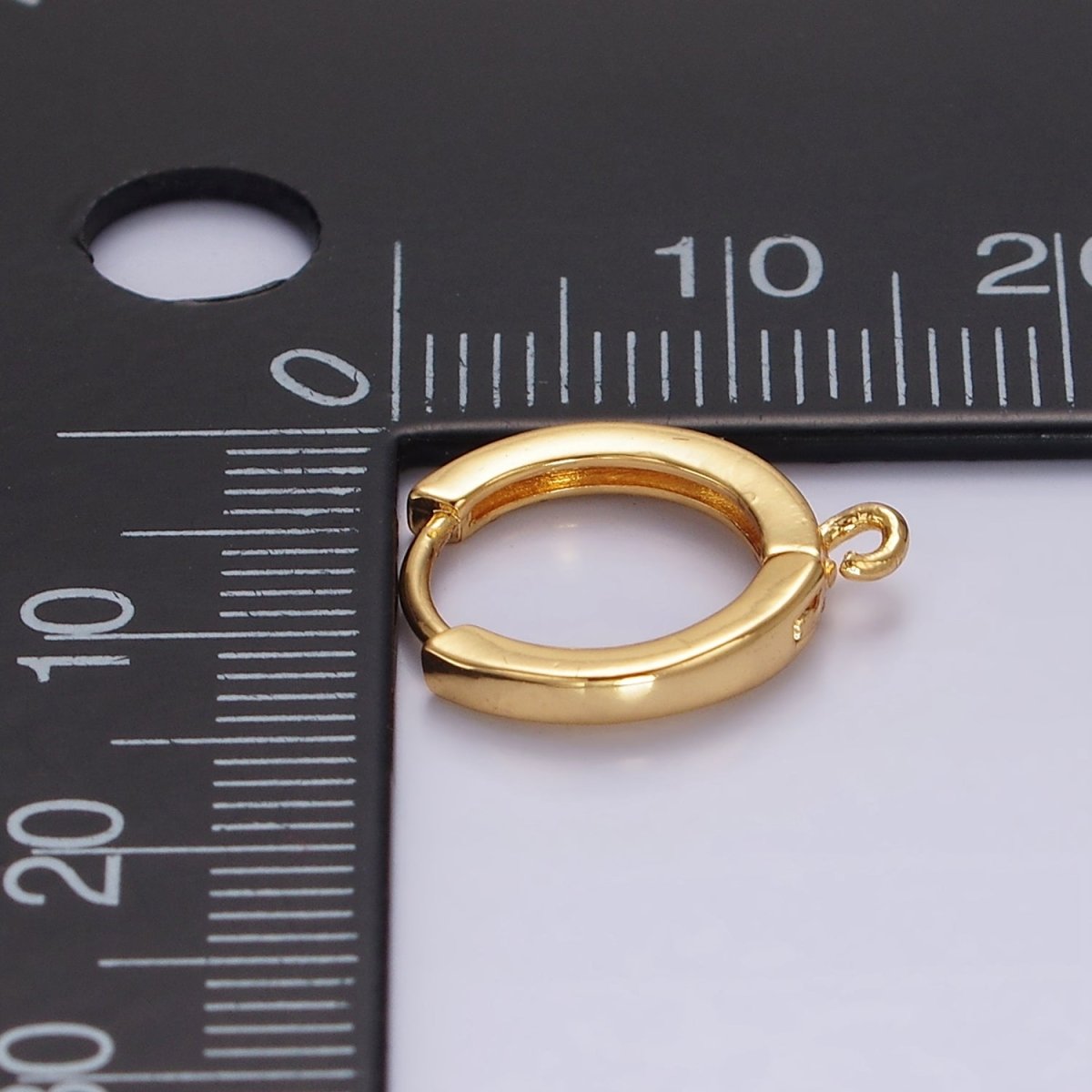 16K Gold Filled 13mm Minimalist Flat Huggie Open Loop Earrings Findings Supply | Z567