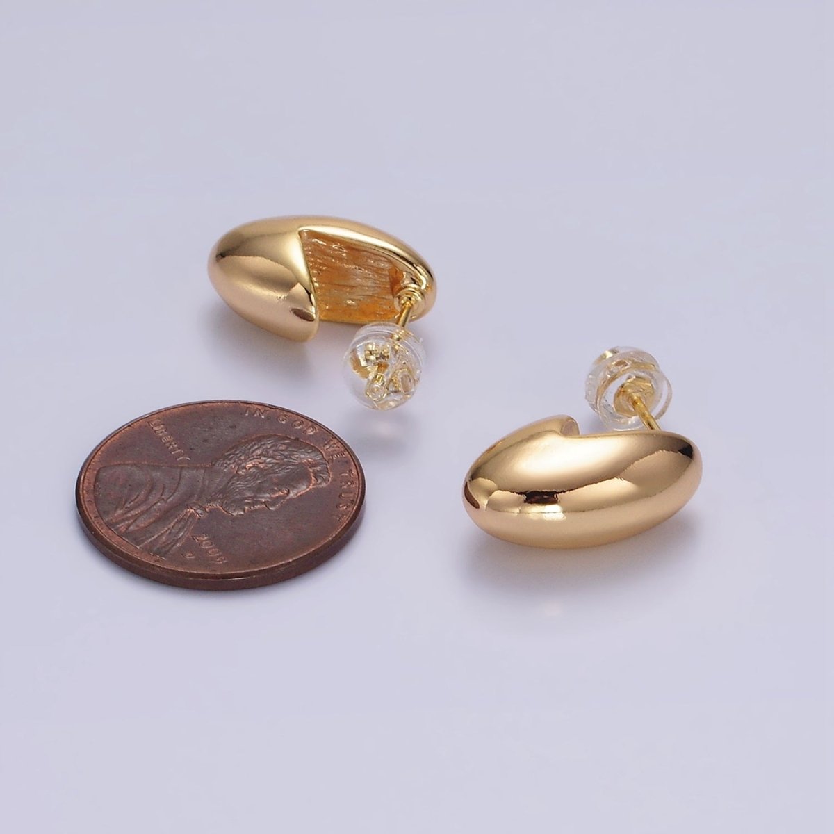 16K Gold Filled 16mm Chubby J-Shaped Cartilage Hoop Earrings | AE893
