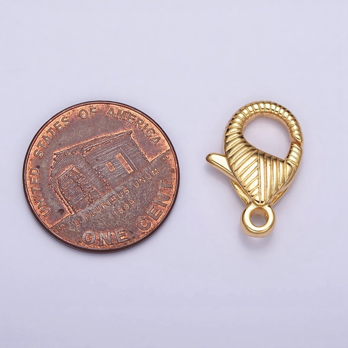 16K Gold Filled 17.5mm Lobster Clasps Line-Textured Jewelry Closure Supply | Z-394