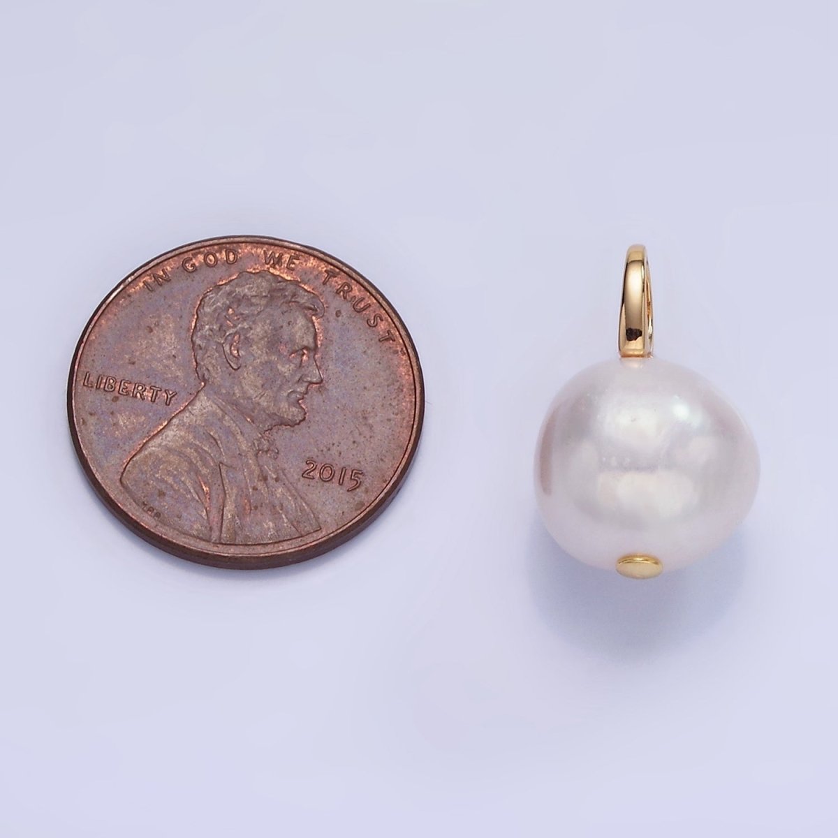 16K Gold Filled 20mm Freshwater Pearl Drop Bail Pendant | P1718