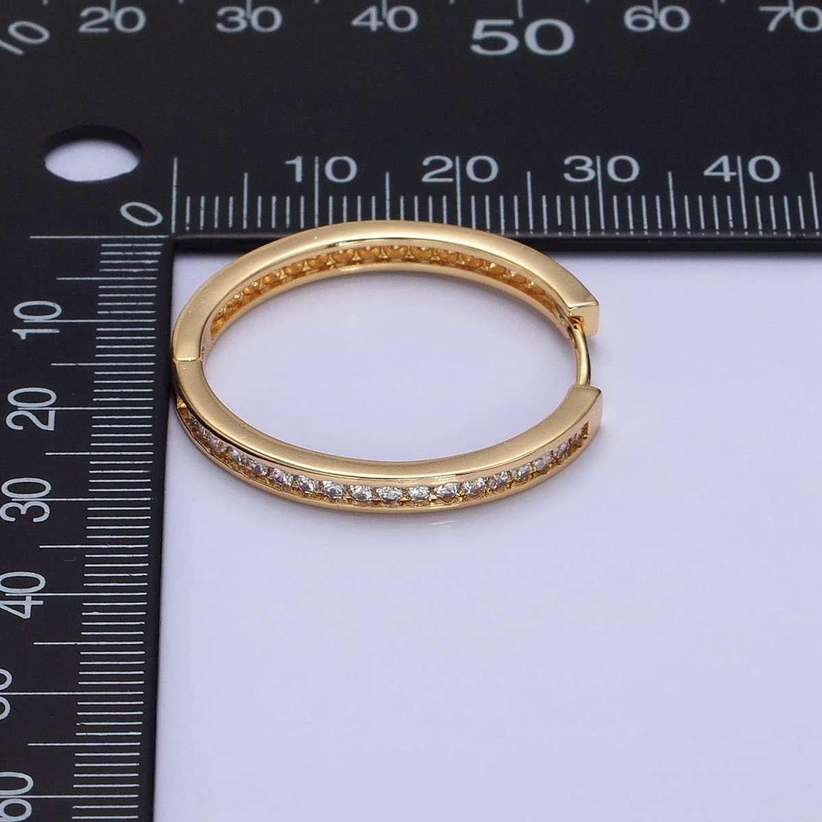 16K Gold Filled 30mm Clear CZ Lined Endless Hoop Earrings in Gold & Silver | AD1193 - AD11196