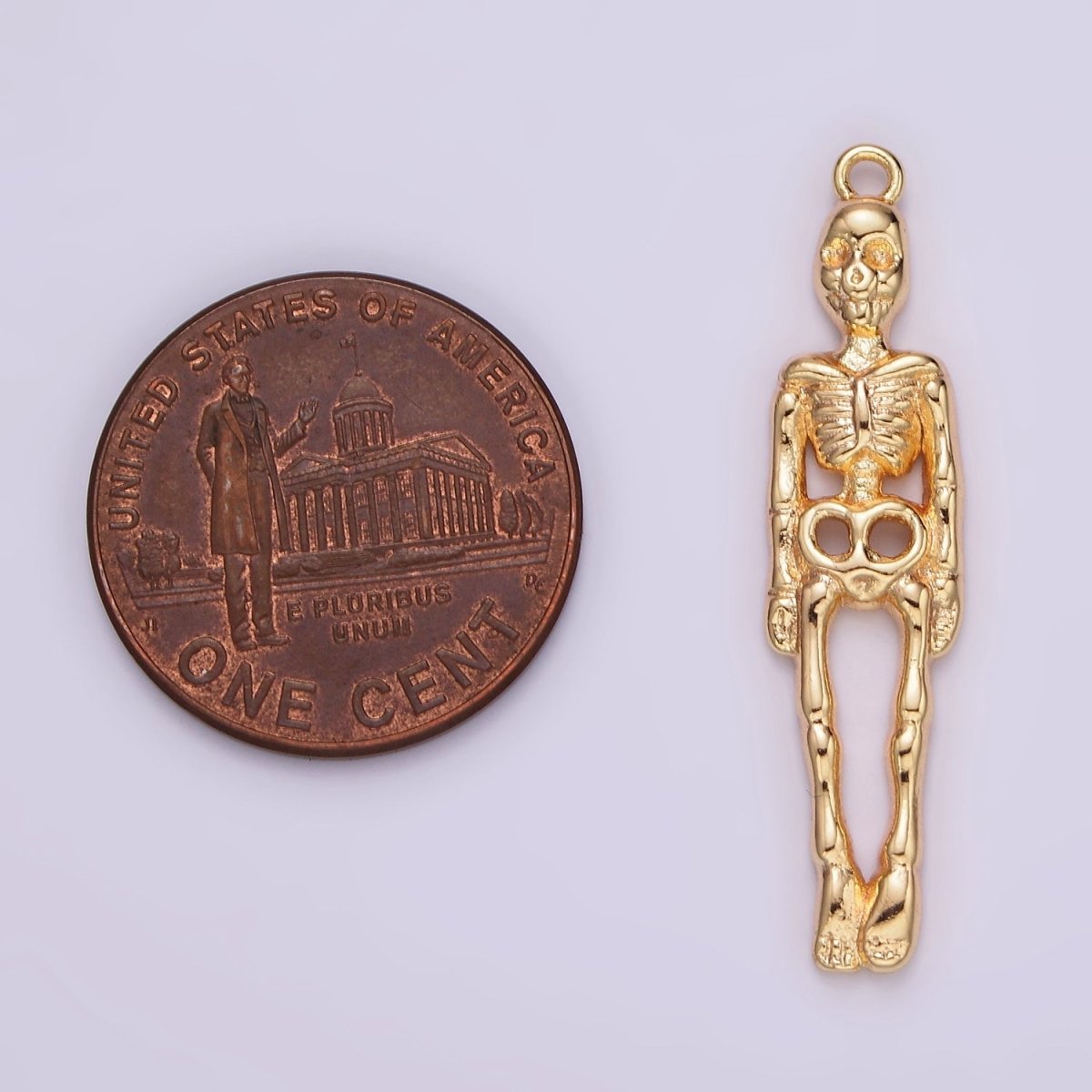 16K Gold Filled 32mm Body Skeleton Minimalist Charm | AG605